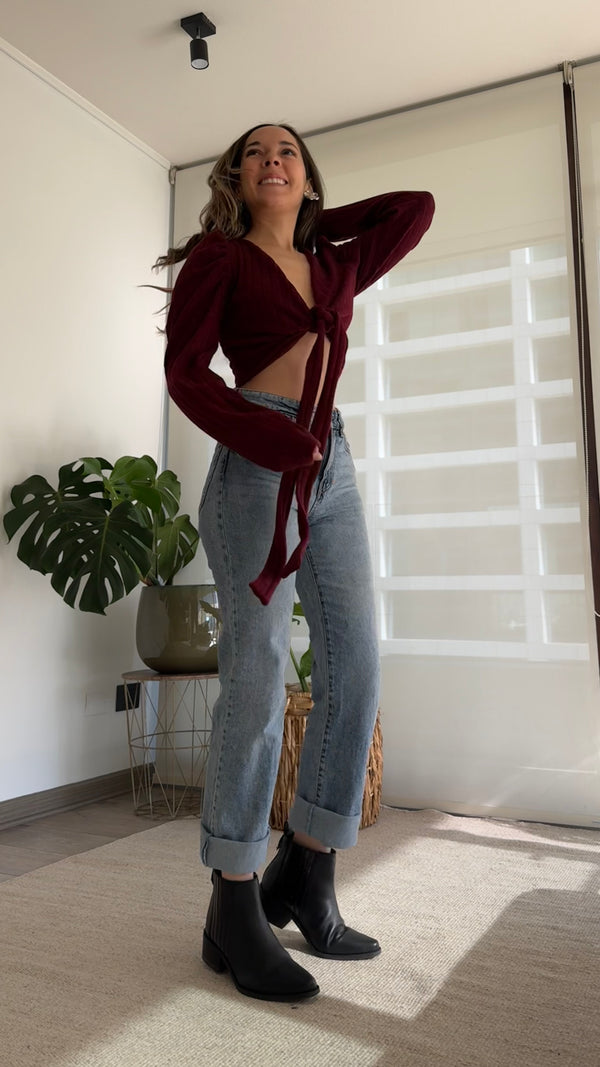 Polera AGATA canuton burdeo