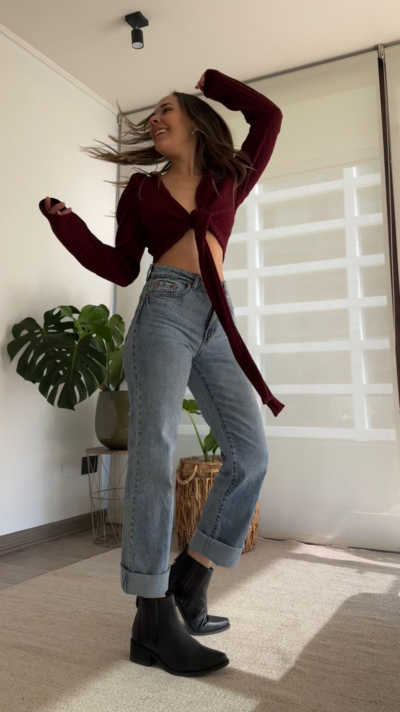 Polera AGATA canuton burdeo