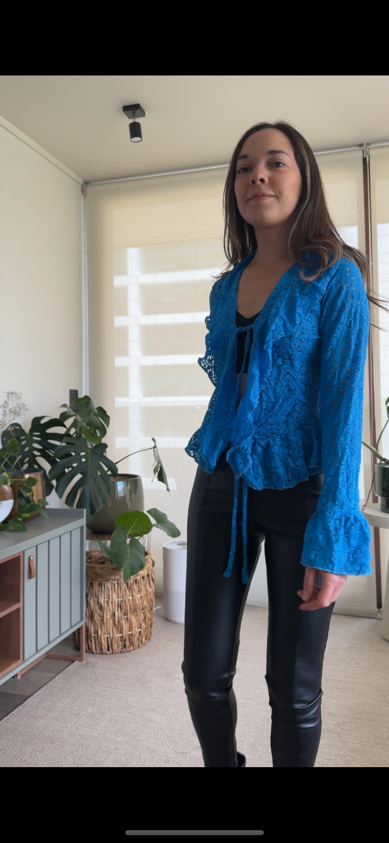 Polera/ Tapado encaje azul