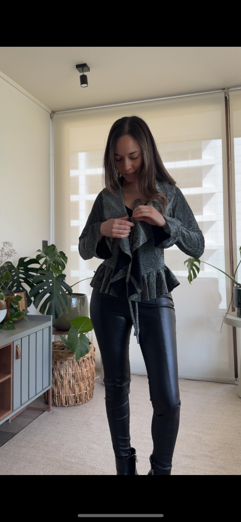 Polera/ Tapado lame brillo plateado