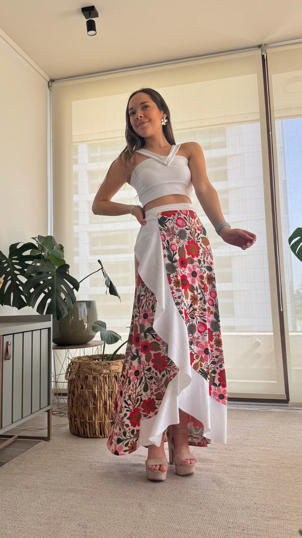 Falda cruzada vuelo blanco