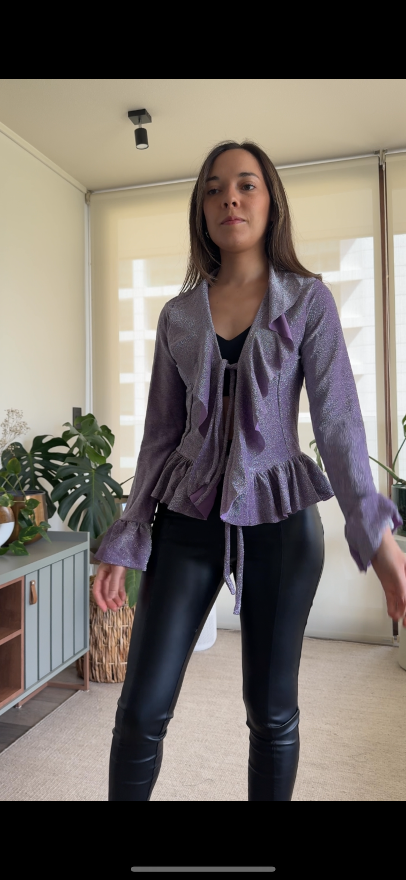 Polera/ Tapado lame brillo lila