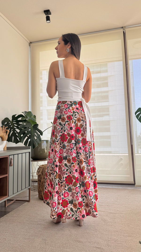Falda cruzada vuelo blanco