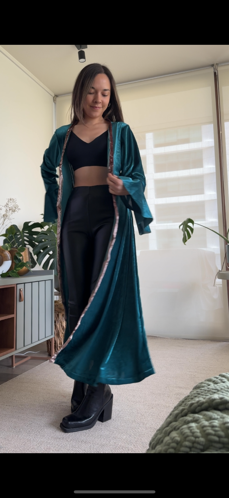 Tapado MAD terciopelo verde esmeralda y dorado sin lazo