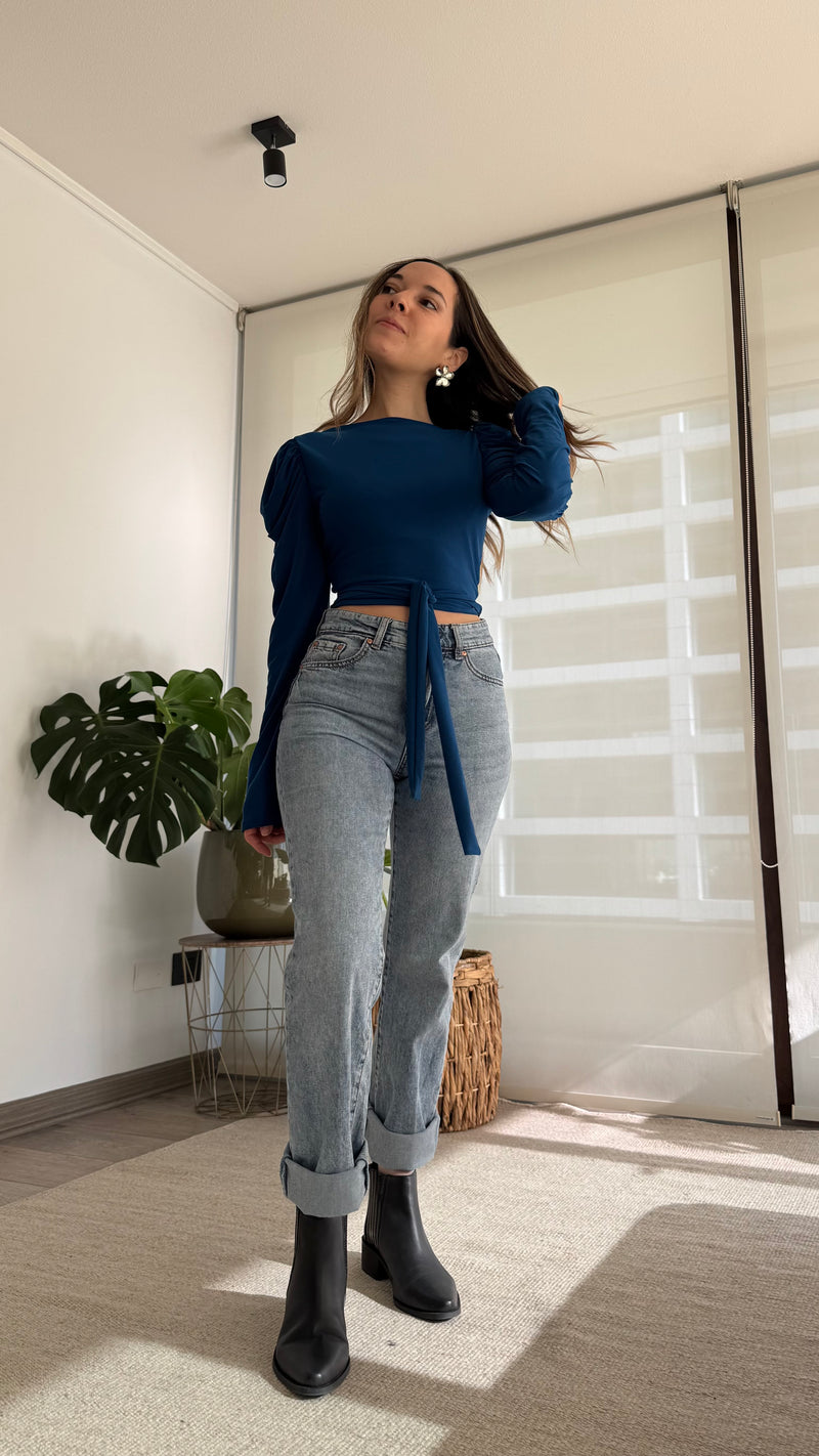 Polera AGATA lycra azul petróleo