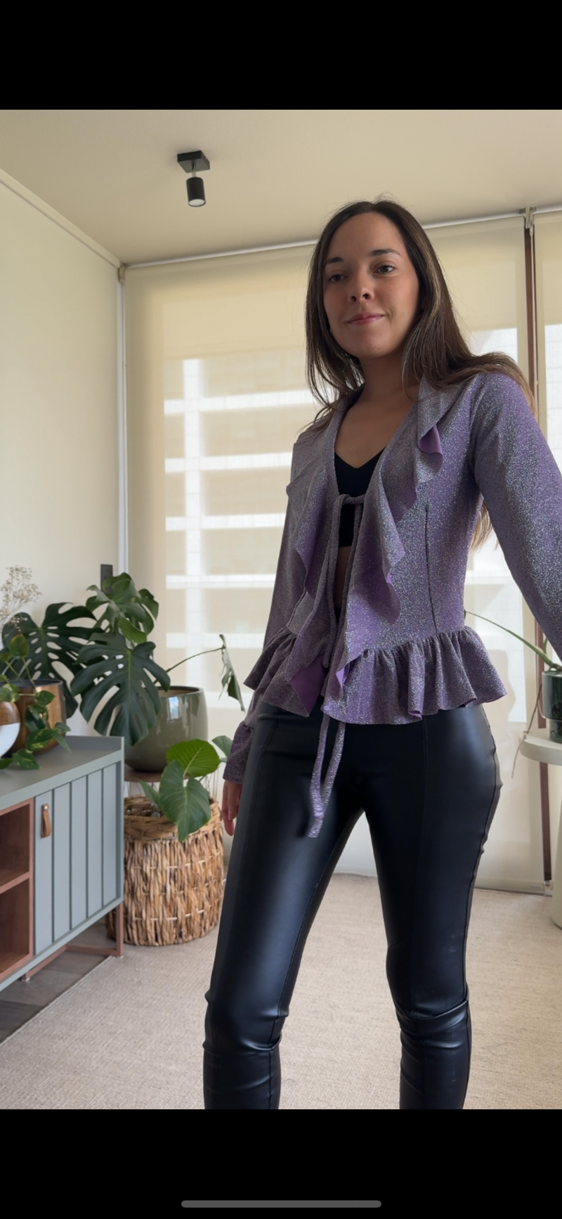 Polera/ Tapado lame brillo lila