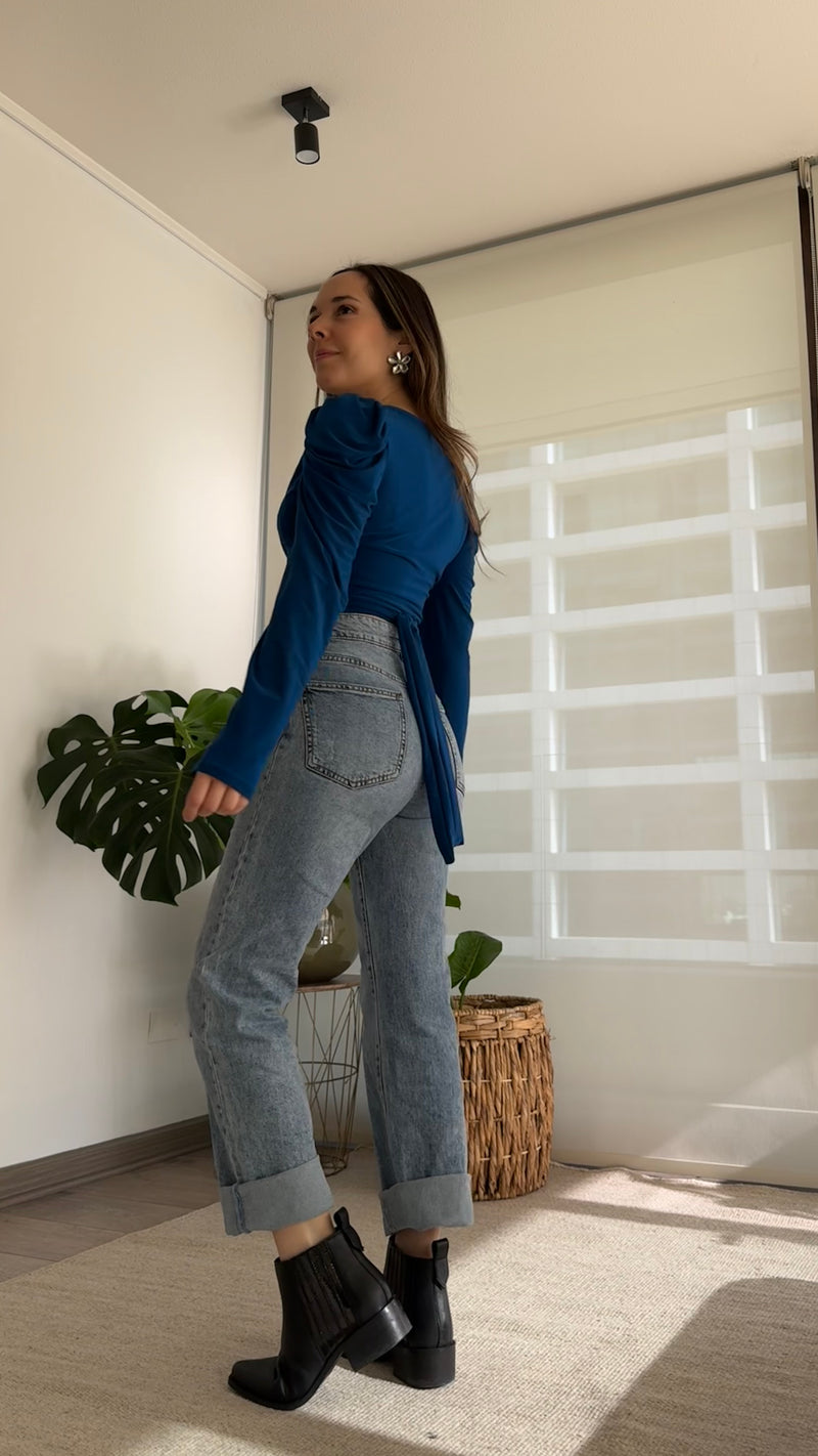 Polera AGATA lycra azul petróleo