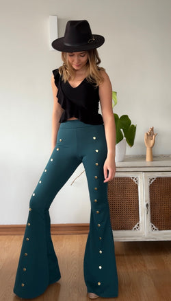 Pants flare gold ribets 💖 - Magenta
