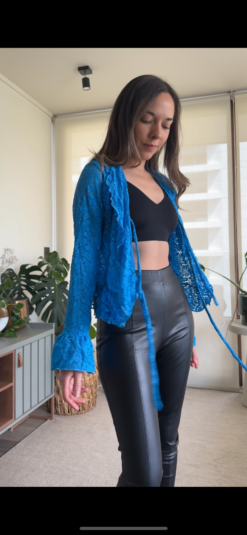 Polera/ Tapado encaje azul