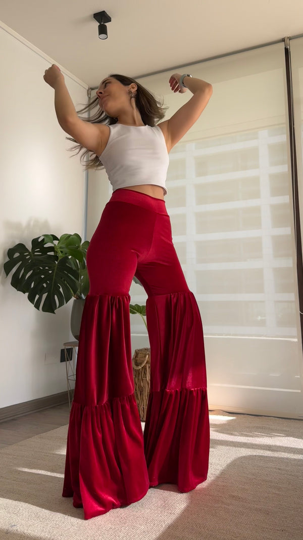 Pants Sewell Terciopelo Rojo Rubí