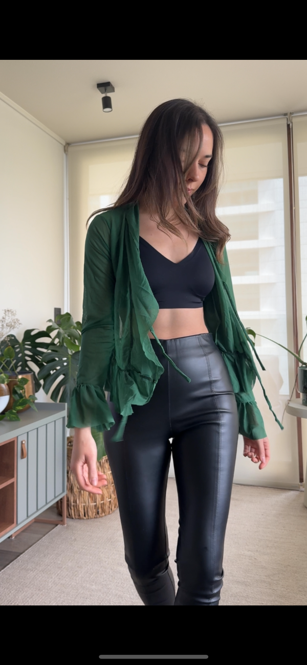 Polera/ Tapado verde botella transúcida