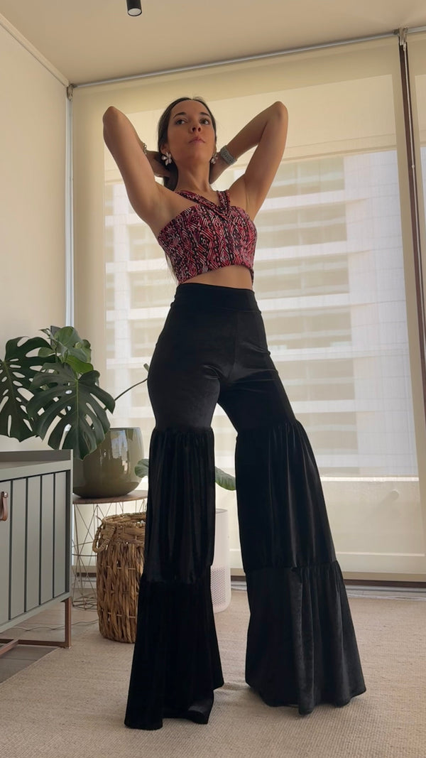Top VERONA étnico fucsia negro