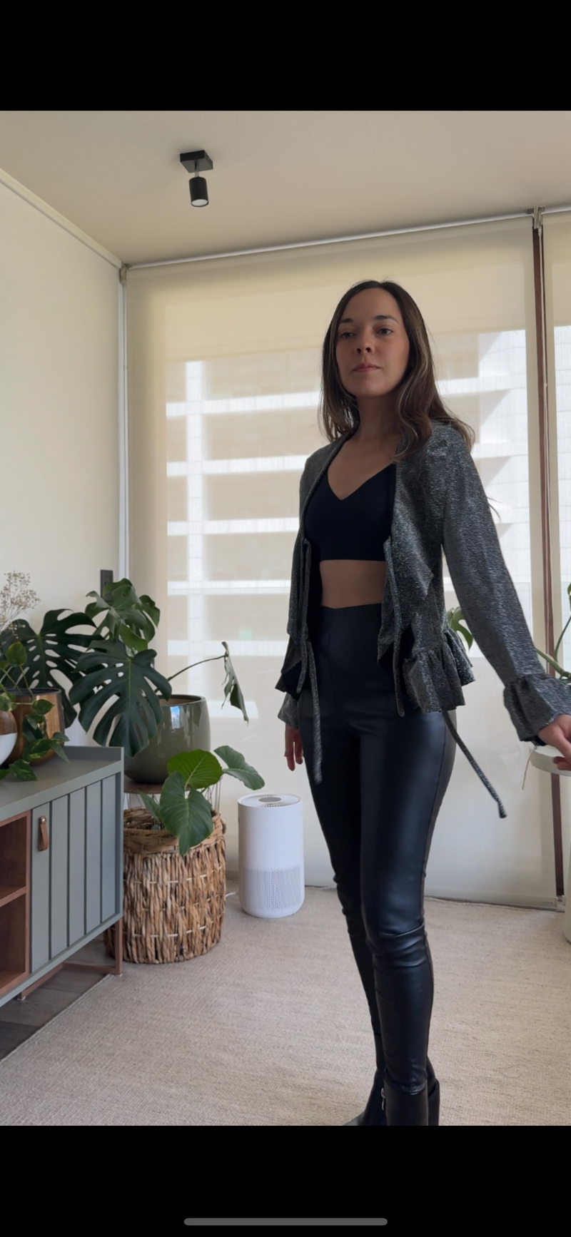 Polera/ Tapado lame brillo plateado