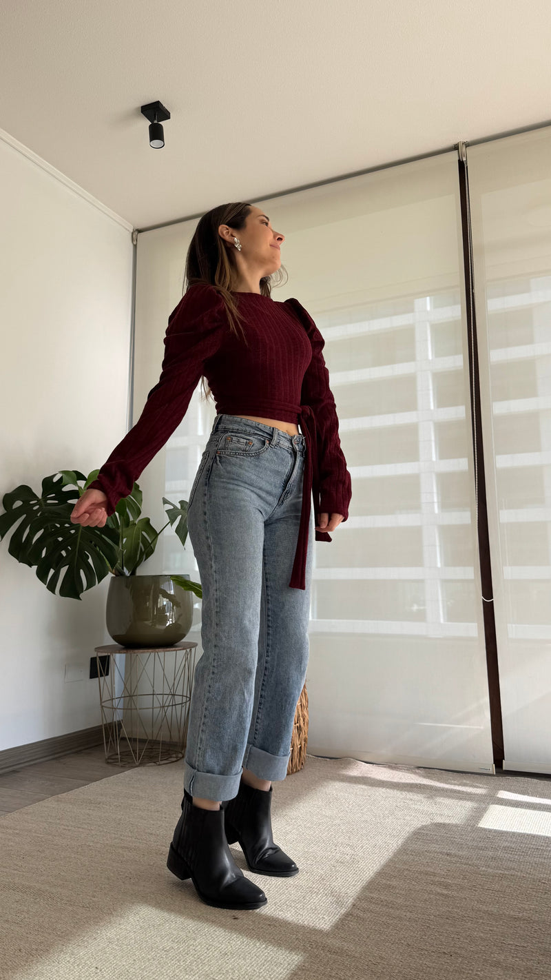Polera AGATA canuton burdeo