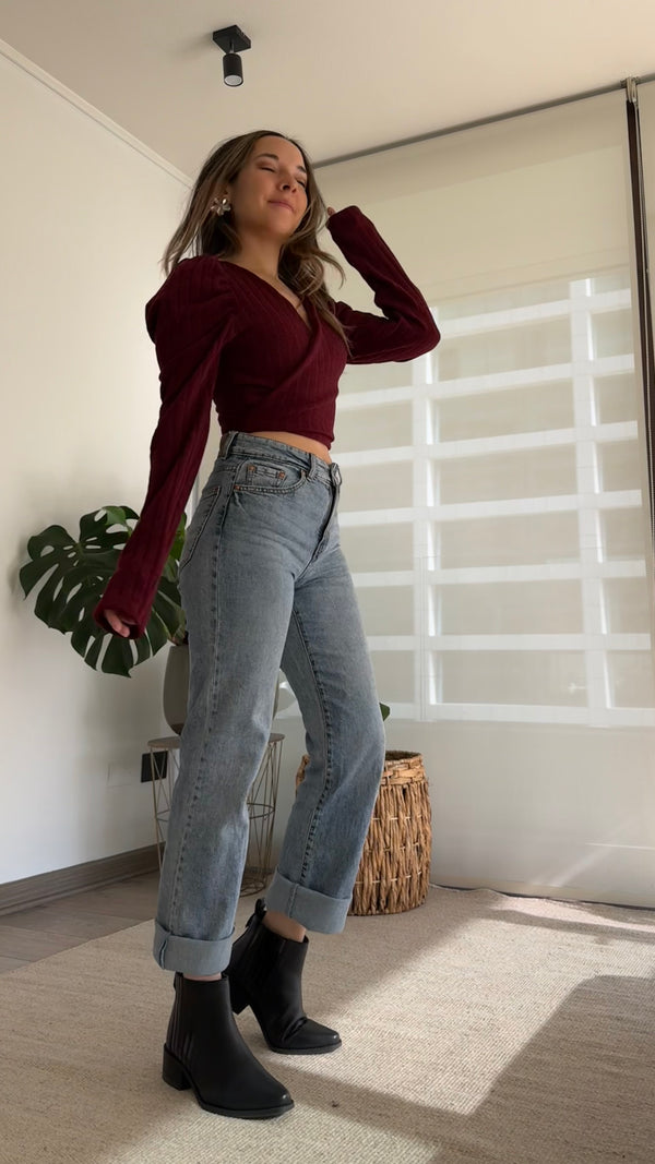 Polera AGATA canuton burdeo