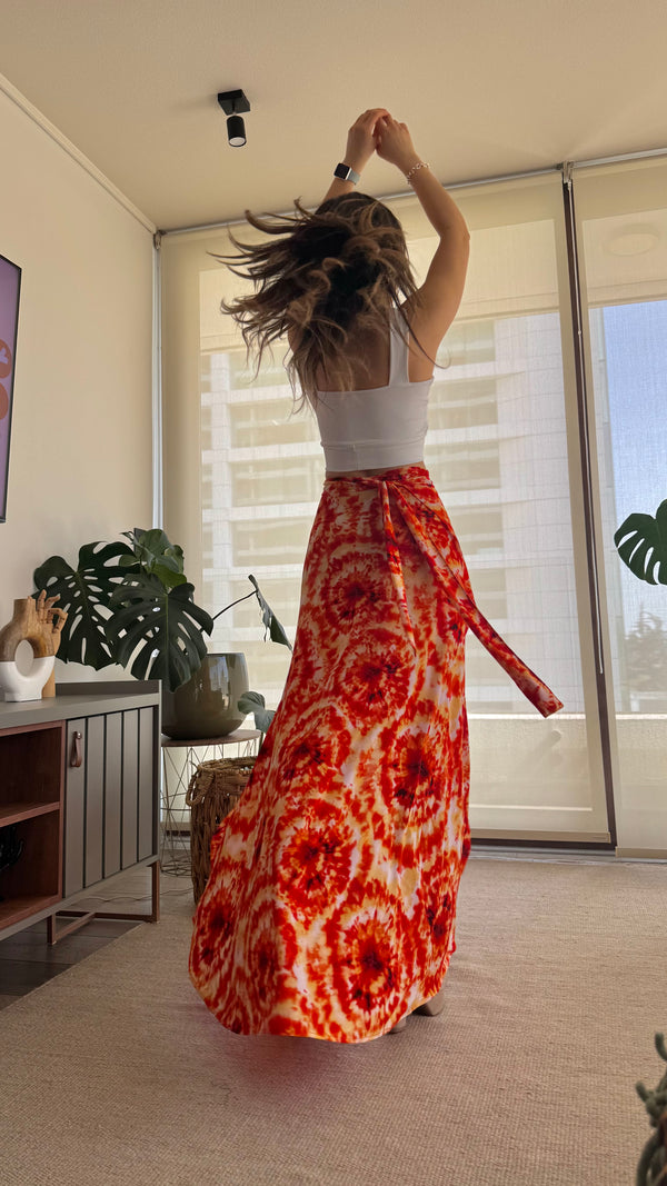 Falda cruzada mandala naranja