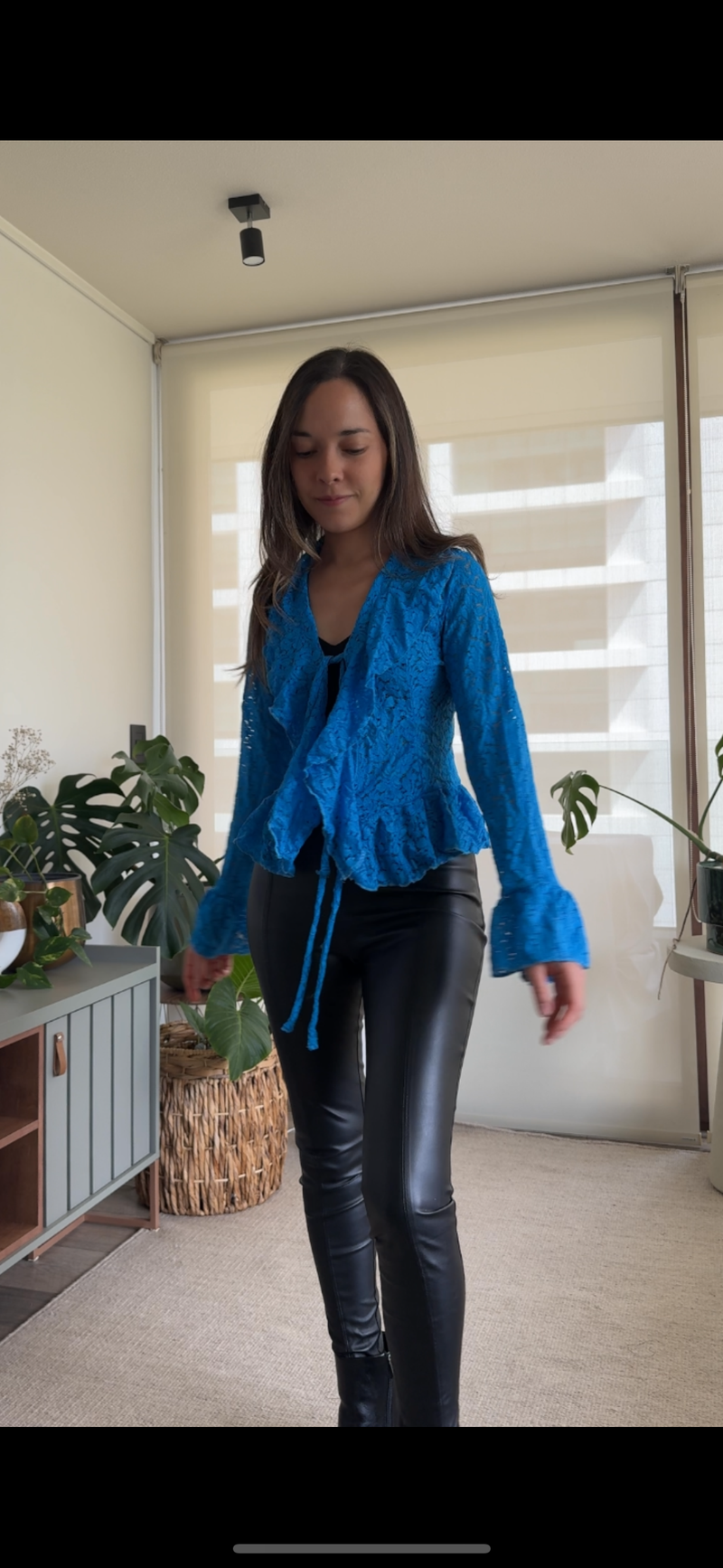 Polera/ Tapado encaje azul