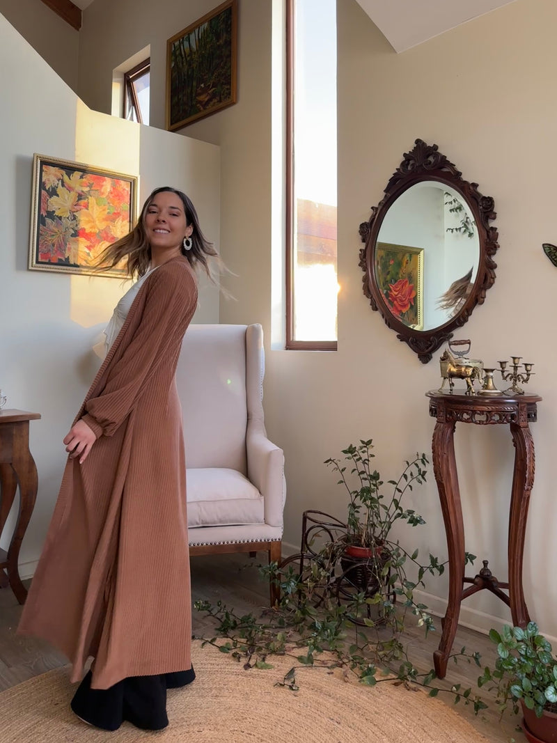 Tapado SANTANA terciopelo alistado camel