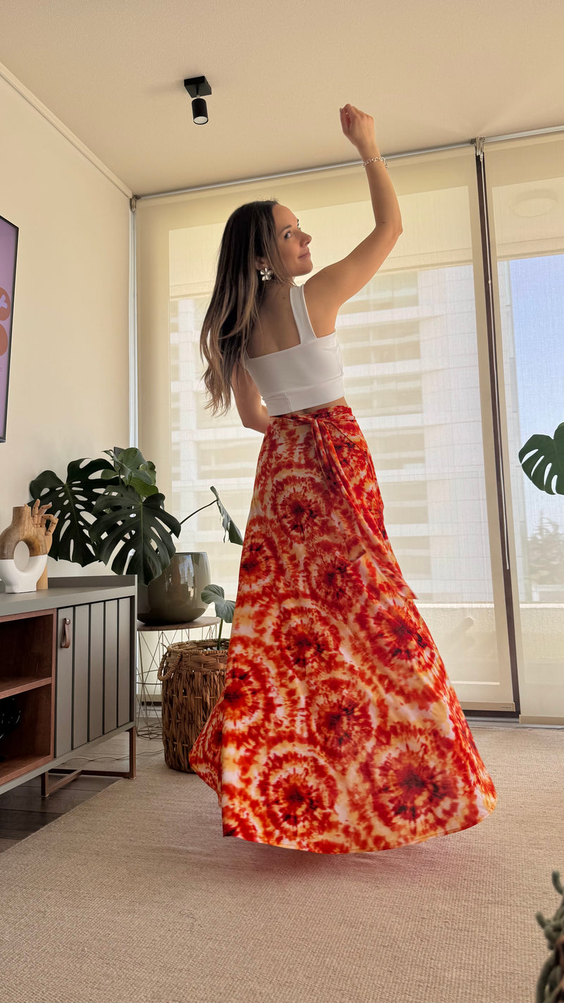Falda cruzada mandala naranja