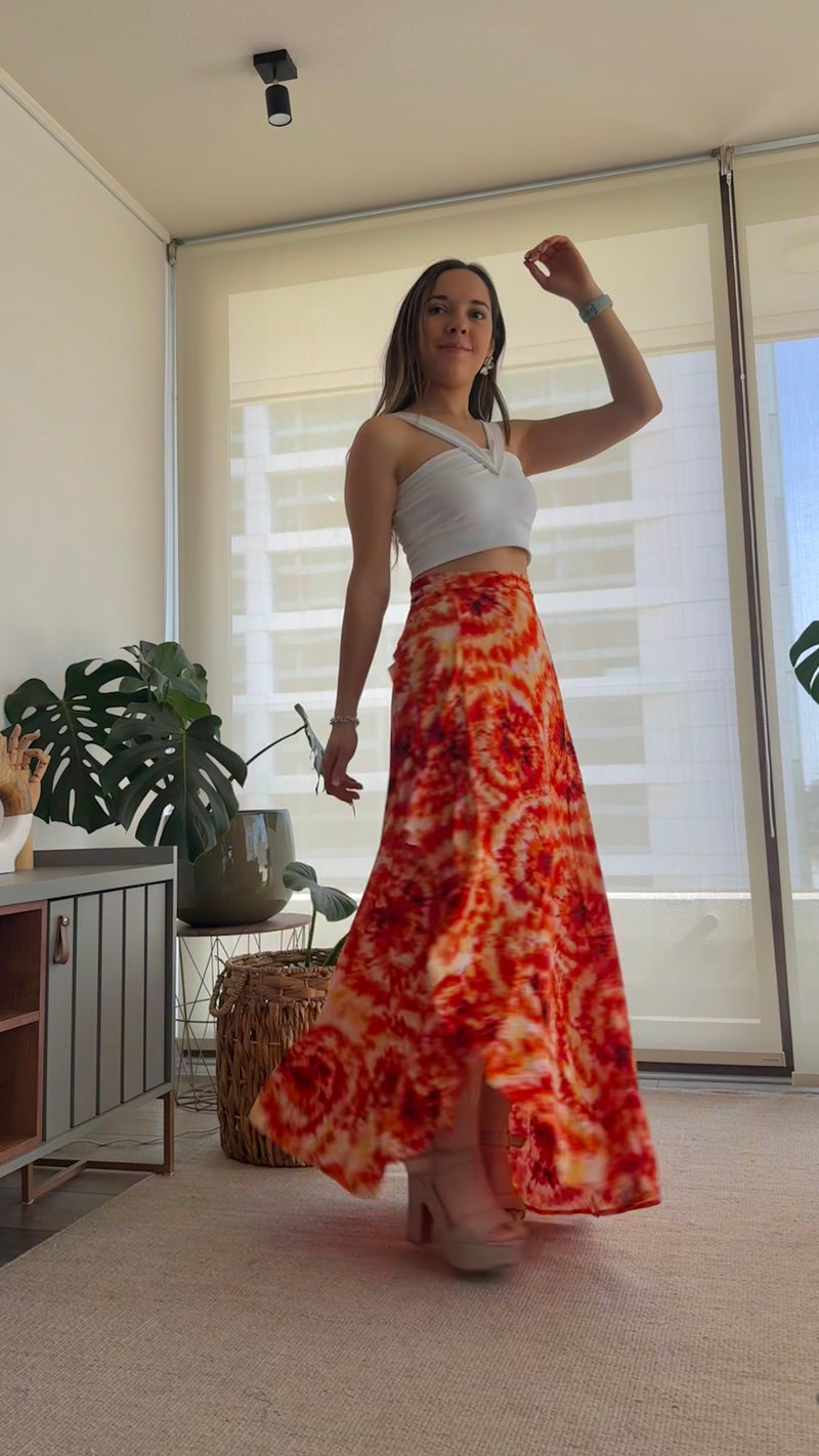 Falda cruzada mandala naranja