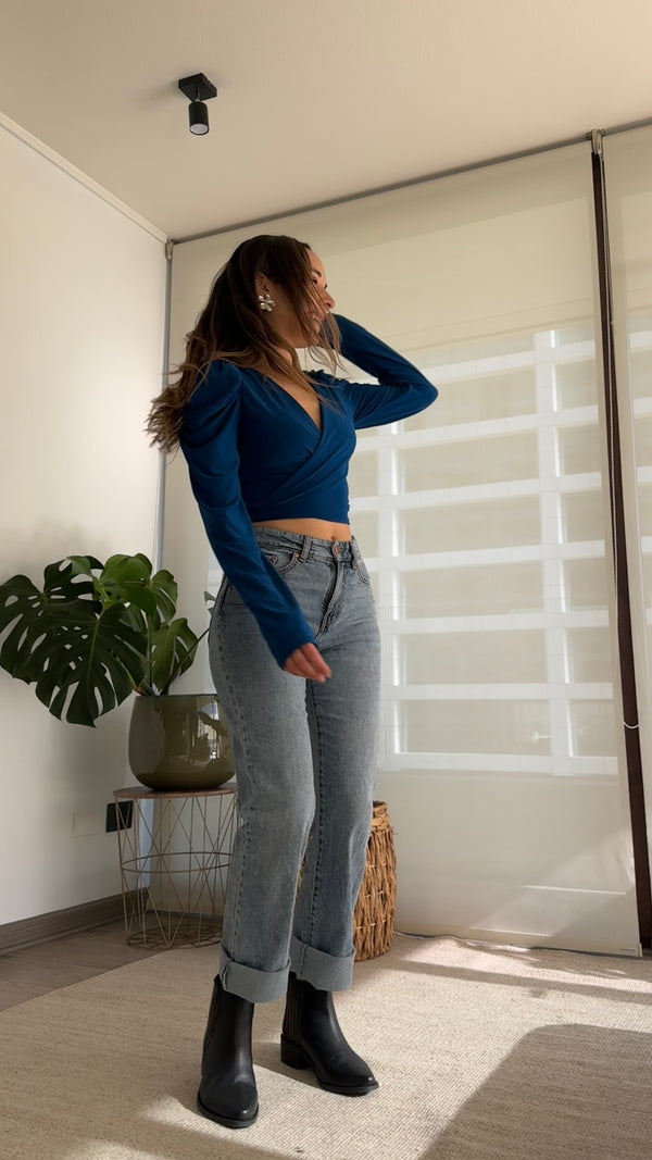 Polera AGATA lycra azul petróleo