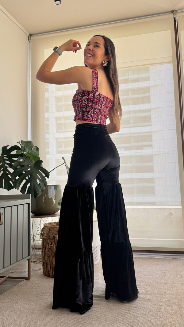 Top VERONA étnico fucsia negro