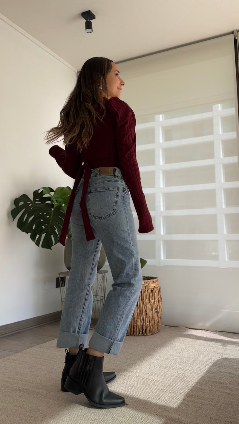 Polera AGATA canuton burdeo